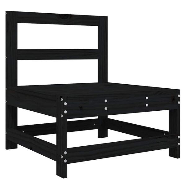 vidaXL Mittelsofa mit Kissen Schwarz Massivholz Kiefer