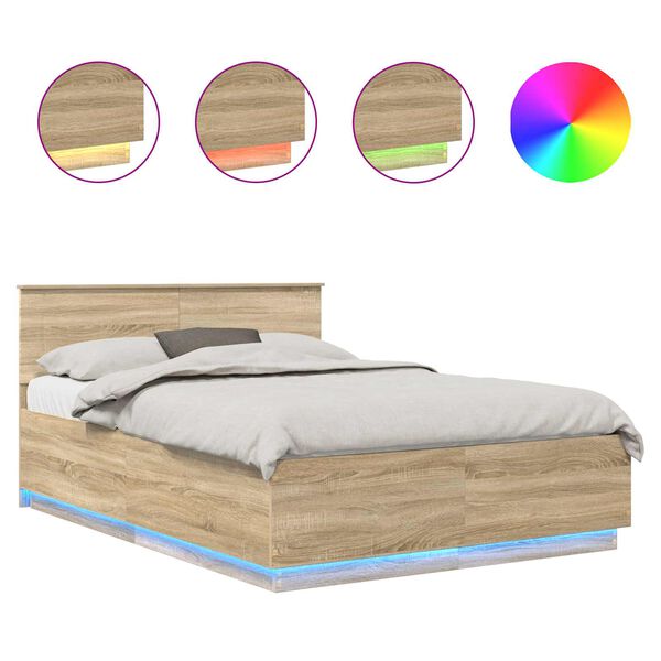 vidaXL Bettrahmen mit Kopfteil Sonoma-Eiche 150 x 200 cm Holzwerkstoff