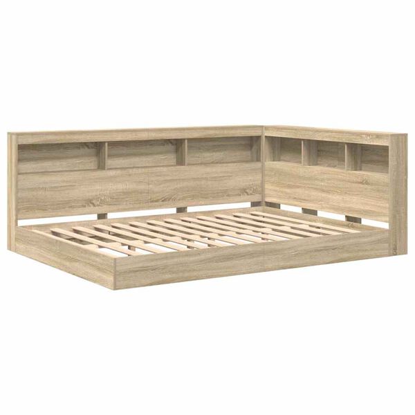 vidaXL B&uuml;cherregal-Bett Sonoma-Eiche 140 x 200 cm Holzwerkstoff