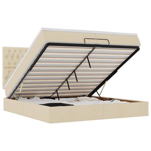 vidaXL Ottoman-Bett mit Matratzen Creme 200x200 cm Stoff