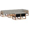 vidaXL Outdoor-Sofagarnitur mit Kissen 9 pcs Nat&uuml;rlich und Hellgrau