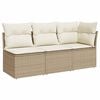 vidaXL Gartensofa mit Kissen 3-Sitzer Beige Poly Rattan