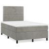 vidaXL Boxspringbett mit Matratze & LED Hellgrau 120x190 cm Samt