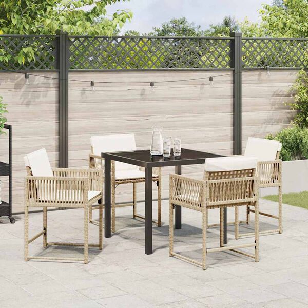 vidaXL Garten Essgruppe 5 pcs Beige Poly-Rattan