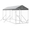 vidaXL Outdoor-Hundezwinger mit Dach Silbern 2x6x2,5m Verzinkter Stahl