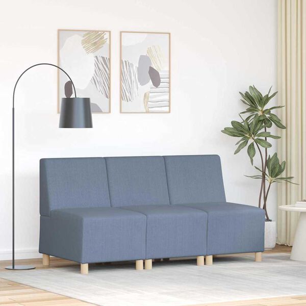 vidaXL Modulares Armfreies Sofa 3 pcs Blau 55 x 74 x 82 cm Cordstoff