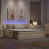 vidaXL Bett mit Stauraum und LED mit Matratze Creme 160 x 200 cm Stoff