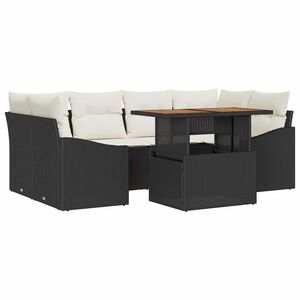 vidaXL Garten Essgruppe mit Kissen 7 pcs Schwarz und Creme