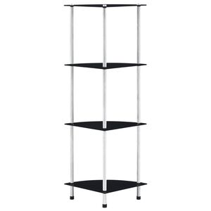vidaXL Regal mit 4 Ablagen Schwarz 30x30x100 cm Hartglas