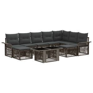 vidaXL Gartensofa-set 10 stk. Grau und Dunkelgrau Poly-Rattan