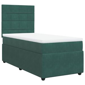 vidaXL Boxspringbett mit Matratze Dunkelgr&uuml;n 90x200 cm Samt