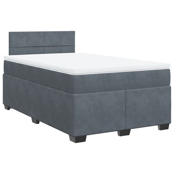 vidaXL Boxspringbett mit Matratze Dunkelgrau 120x200 cm Samt
