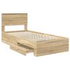 vidaXL Bettrahmen Sonoma Eiche und Silber 75 x 190 cm Holzwerkstoff