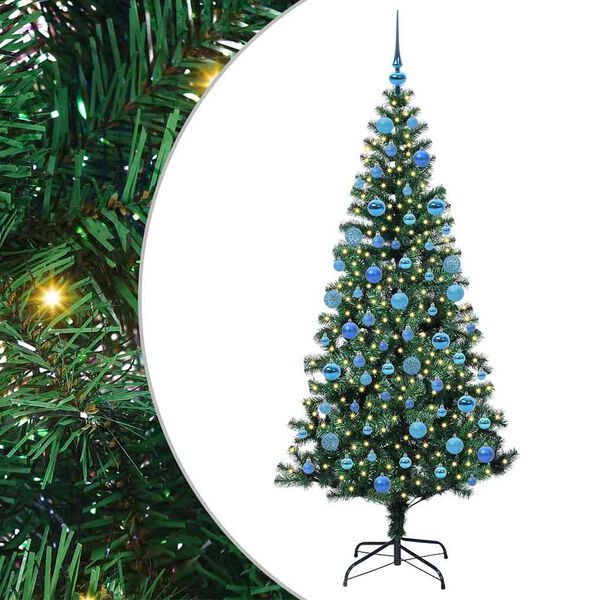 vidaXL K&uuml;nstlicher vorbeleuchteter Weihnachtsbaum Gr&uuml;n 180 cm