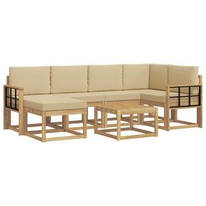 vidaXL Outdoor-Sofagarnitur 7 stk. Wei&szlig; und Beige Massivholz Akazie
