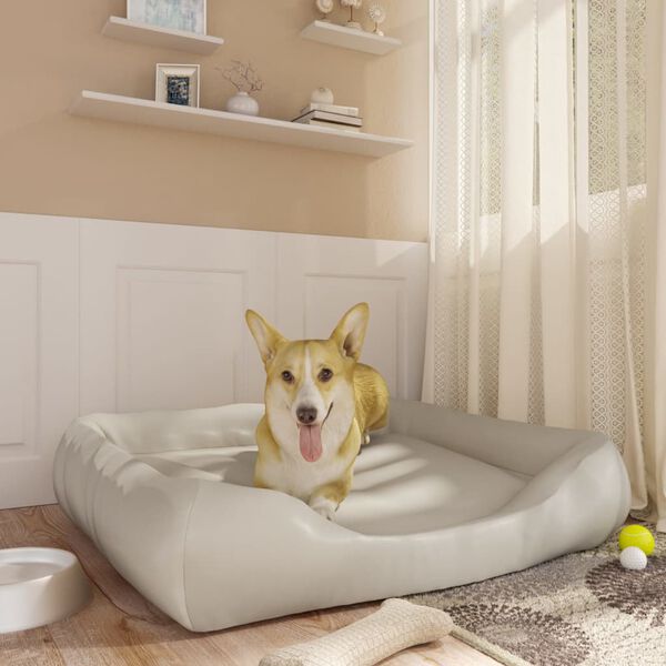 vidaXL Hundebett Beige 80x68x23 cm Kunstleder