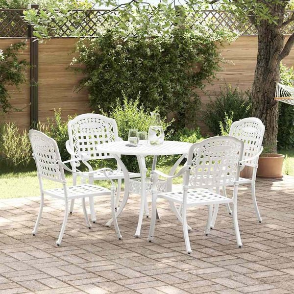 vidaXL Garten Essgruppe 5 pcs Wei&szlig; Aluminium