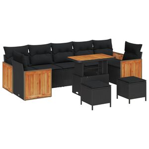 vidaXL Gartensofa-set mit Kissen 10 pcs Schwarz