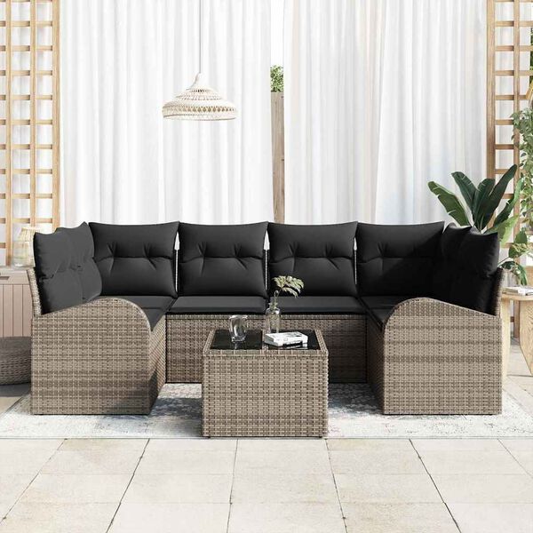 vidaXL Gartensofa-set Grau 55 x 55 x 37 cm Poly-Rattan