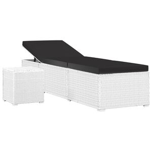 vidaXL Sonnenliege mit Auflage und Teetisch Poly Rattan Wei&szlig;