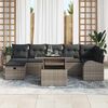 vidaXL Garten-Sofa-Set mit Kissen mit Speicher 8 pcs Grau Poly Rattan