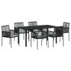 vidaXL Garten Essgruppe 7 stk. Schwarz PE-Rattan
