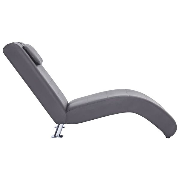 vidaXL Chaiselongue mit Kissen Grau Kunstleder
