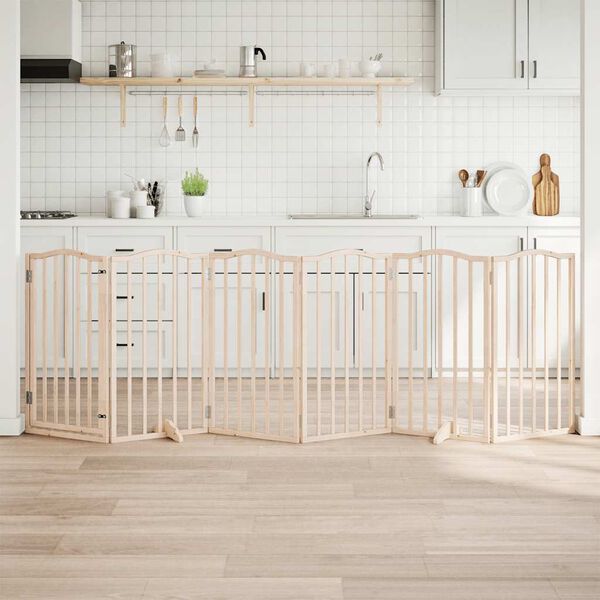vidaXL Hundegitter mit T&uuml;r Faltbar 6 Paneele 300 cm Pappelholz