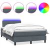 vidaXL Boxspringbett mit Matratze & LED Dunkelgrau 120x210 cm Samt