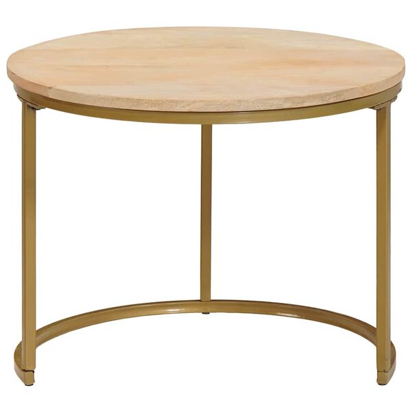 vidaXL Nesting-Couchtische 2 pcs Braun Massivholz Mango und Stahl