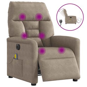 vidaXL Massagesessel Elektrisch Taupe Mikrofasergewebe