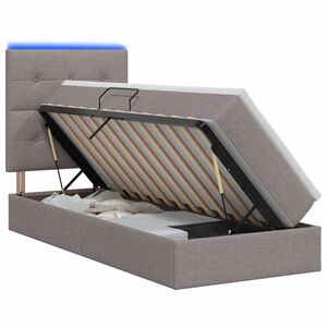 vidaXL LED-Speicherbett mit Matratze Taupe 90 x 190 cm Stoff