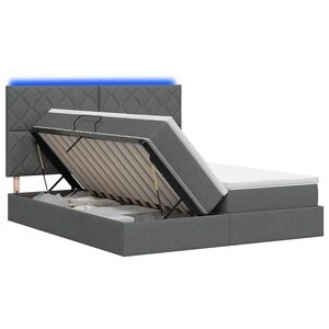 vidaXL LED-Speicherbett mit Matratze Dunkelgrau 180 x 200 cm Stoff