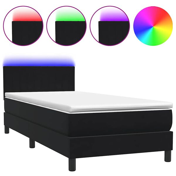 vidaXL Boxspringbett mit Matratze & LED Schwarz 80x210 cm Samt