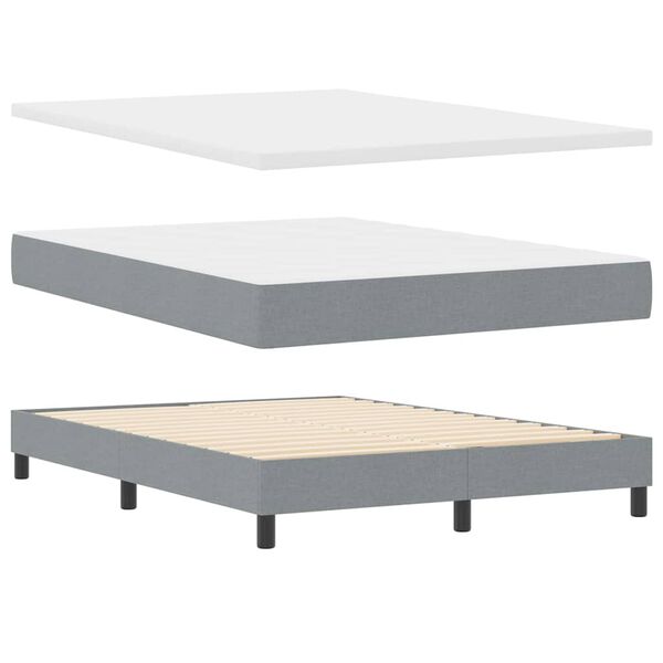 vidaXL Boxspringbett mit Matratze Hellgrau 140 x 200 cm Stoff