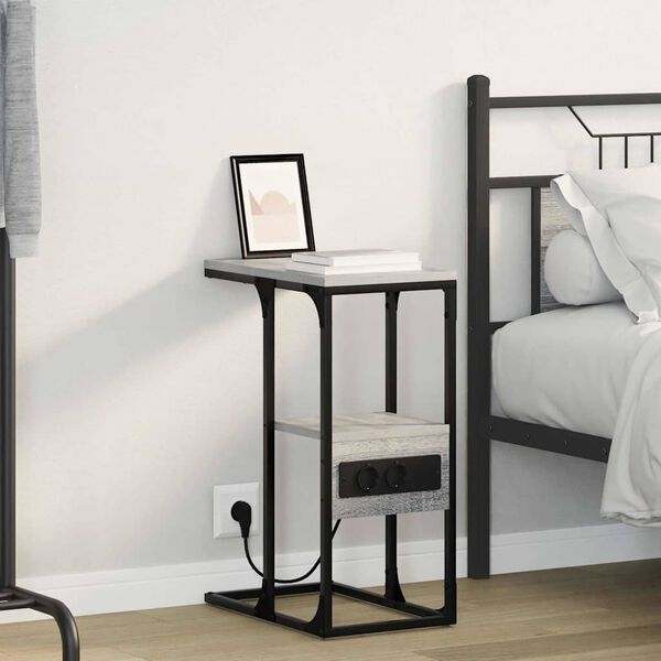 vidaXL Nachttisch Grau Sonoma 41,5 x 26 x 60,5 cm Holzwerkstoff