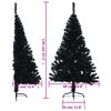 vidaXL K&uuml;nstlicher Halb-Weihnachtsbaum mit St&auml;nder Schwarz 120 cm PVC