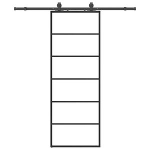 vidaXL Schiebet&uuml;r mit Beschlag Schwarz 76x205 cm ESG-Glas