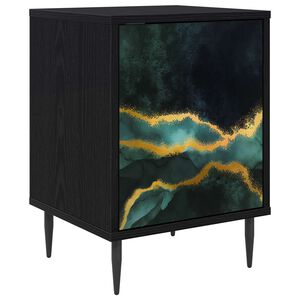 vidaXL Nachttisch WIJHE Schwarz Eichen-Optik 36 x 33 x 51 cm