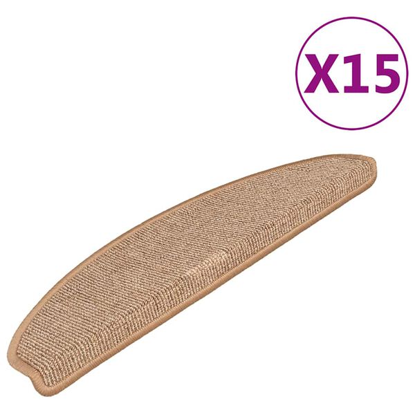 vidaXL Stufenmatten 15 Stk. 65x21x4 cm Hellbraun Halbrund Gro&szlig;