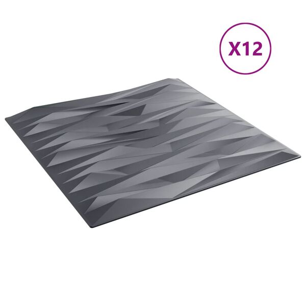 vidaXL Wandpaneele 12 Stk. Grau 50x50 cm XPS 3 m² Stein