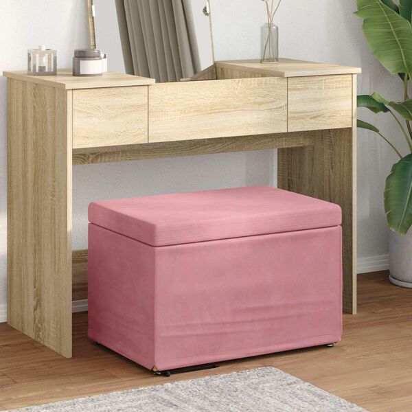vidaXL Hocker Rosa 61 x 41 x 40 cm Samt und Engineering Holz