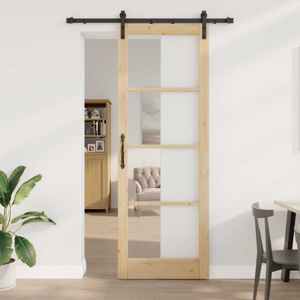 vidaXL Schiebetür ORKDAL Natur 83 x 232 cm Massivholz Kiefer und Glas