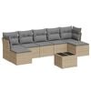 vidaXL 8-tlg. Garten-Sofagarnitur mit Kissen Beige Poly Rattan