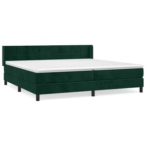 vidaXL Boxspringbett mit Matratze Dunkelgr&uuml;n 200x200 cm Samt