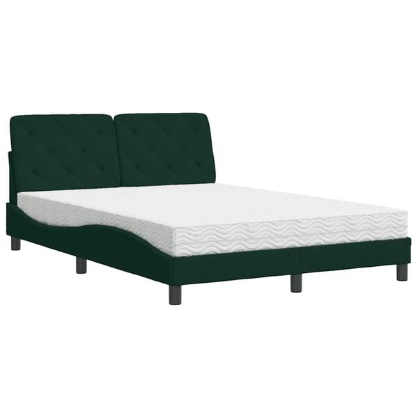 vidaXL Bett mit Matratze Dunkelgr&uuml;n 120x200 cm Samt