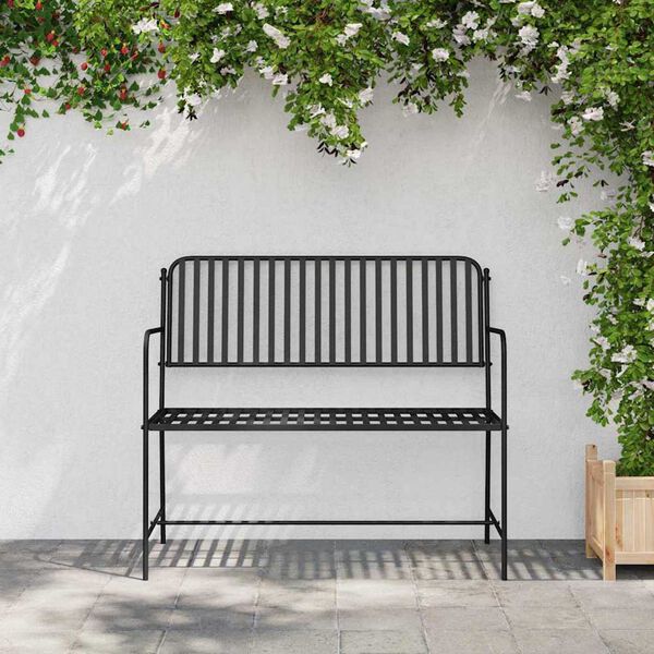 vidaXL Gartenbank Schwarz 104 x 54 x 93cm Stahl