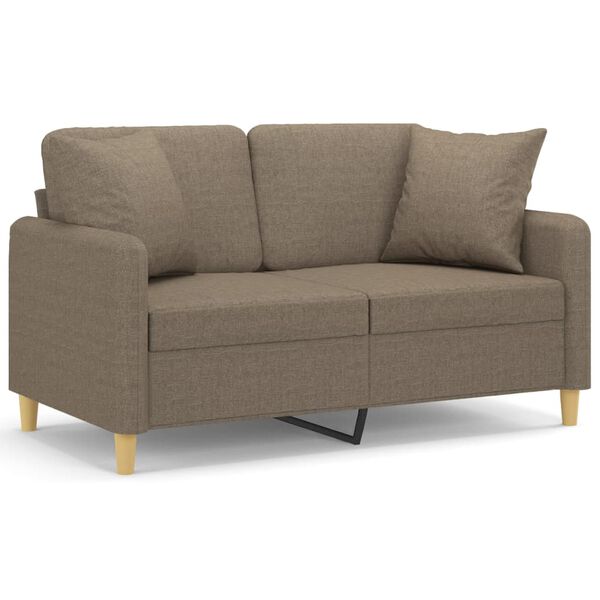 vidaXL 2-Sitzer-Sofa mit Kissen Taupe 120 cm Stoff