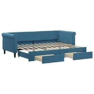 vidaXL Tagesbett Ausziehbar mit Schubladen Blau 80x200 cm Samt