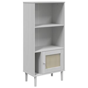 vidaXL B&uuml;cherschrank SENJA Rattan-Look Wei&szlig; 60x35x130 cm Kiefernholz